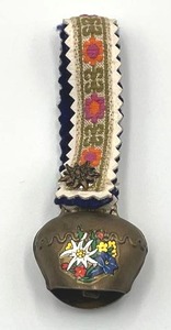 1950s Swiss Cow Bell with Embroidered Strap