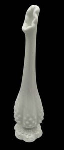 Vintage Fenton Hobnail White Milk Glass Pedestal Stretch Bud Vase