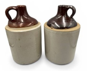 Pair of Vintage One Gallon Stoneware Whiskey Jugs