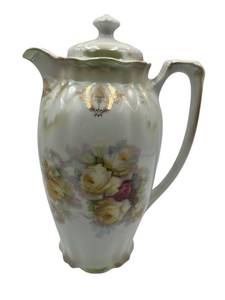 Vintage 9 Bavarian Porcelain ChocolateCoffee Pot with Floral Theme