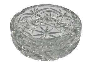 Vintage Bohemian-Style Cut Crystal Glass Ashtray in Starburst Design