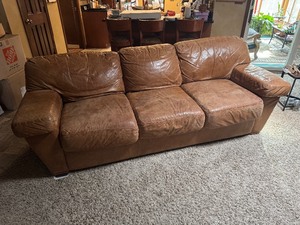 Leather Sleeper Couch - Queen Couch Cover Included