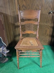 Antique Pressed Back Cane Seat Chair