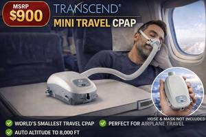 MSRP $900 TRANSCEND EZEX MINI TRAVEL CPAP MACHINE  WORLDS SMALLEST &amp MOST PORTABLE CPAP  AUTO ALTITUDE ADJUSTMENT UP TO 8,000 FT WCARRY BAG &amp POWER SUPPLY  GREAT WORKING CONDITION NO HOSEMASK INCLUDED