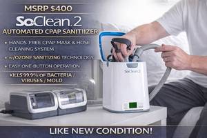 MSRP $400 SOCLEAN 2 AUTOMATED CPAP SANITIZER HANDS-FREE CPAP MASK &amp HOSE CLEANING SYSTEM wOZONE SANITIZING TECHNOLOGY, EASY ONE-BUTTON OPERATION KILLS 99.9% OF BACTERIAVIRUSESMOLD  LIKE NEW CONDITION