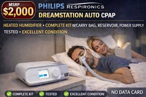 MSRP $2,000 PHILIPS RESPIRONICS DREAMSTATION AUTO CPAP MACHINE HEATED HUMIDIFIER PROFESSIONAL SLEEP THERAPY DEVICE WCARRY BAG, RESERVOIR&nbsp&amp&nbspPOWER SUPPLY - EXCELLENT WORKING CONDITION - MASKHOSE NOT INCLUDED