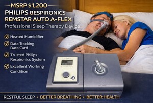 MSRP $1800&nbspPHILIPS RESPIRONICS REMSTAR AUTO A-FLEX SYSTEM ONE AUTO CPAP MACHINE  HEATED HUMIDIFIER  PROFESSIONAL SLEEP THERAPY DEVICE WCARRY BAG, DATA CARD &amp POWER SUPPLY  EXCELLENT WORKING CONDITION NO MASKHOSE INCLUDED