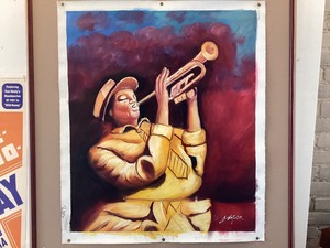 Unframed Oil on Canvas Jazz Trumpet Player