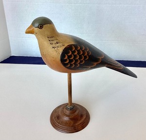 Carved and Painted Wooden Mourning Dove