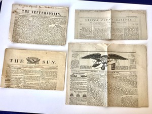 Group of Early American Antique Newspapers