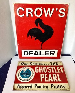 Pair of Vintage Tin Advertising Signs