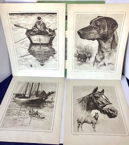 Group of Vintage Unframed Sporting Etchings