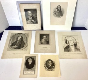 Group of Antique and Vintage Etchings and Engravings of Historic Men and Women