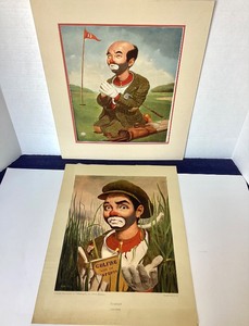 Pair of Leslie Emery Golf Lithographs #1