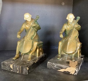Classic Pair of Antique Cellist Bookends by John Ruhl for J.B. Hirst