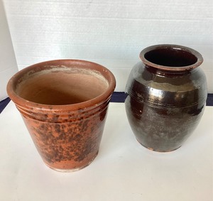Antique Redware Flower Pot and Crock