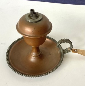 Small Antique Copper Chamberstick Fluid Lamp