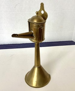 Antique Brass Whale Oil  Betty Lamp