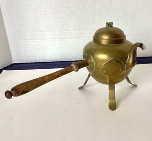 Antique Scandinavian Brass Footed Teapot