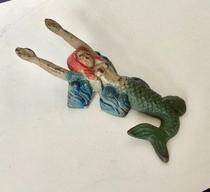 Antique Painted Cast Iron Mermaid Boot Jack