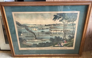 Antique Engraving  The Cove at Cork and Cork Harbor (Ireland)