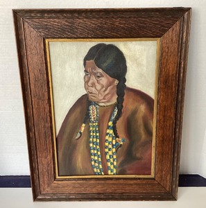 Oil on Board Scalping Woman - Wife of Night Shots (After Winold Reiss)