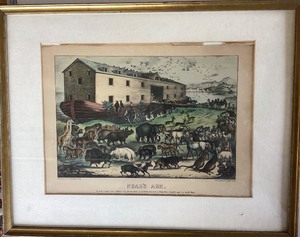 Antique Currier & Ives Lithograph Noahs Ark