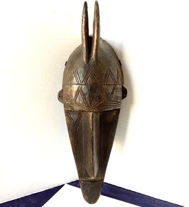 Vintage African Carved Wooden Bambara Mask