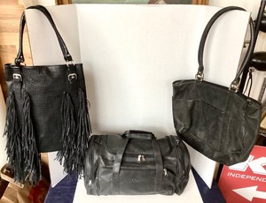 Group of 3 Black Leather Bags