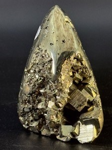 Lustrous Polished Pyrite Freeform Point with Natural Cubic Crystal Vugs - Peru - (1 lb 2.3 oz  519 g)
