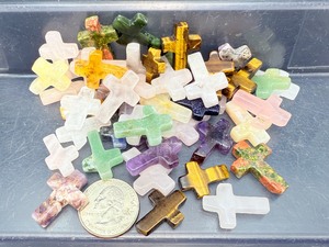 &nbsp1 inch Artisan Natural Gemstone Crosses - Amethyst, Tigers Eye &amp More.