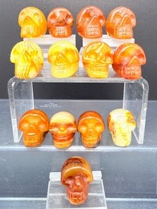 1 Hand-Carved Carnelian Crystal Skulls  Natural Agate Specimens