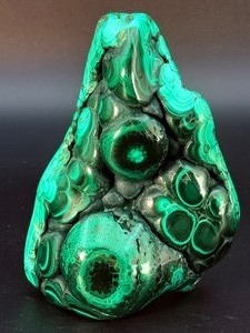 Rare large 3D Botryoidal Malachite Specimen  Polished Bulls Eye Patterns &amp Deep Forest Greens - Museum Quality, Collectors Piece - (1 lb 14.1 oz  854 g)