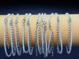 11pc Lot Dainty Faceted White Moonstone Bracelets - Adjustable Silver-Tone Clasps