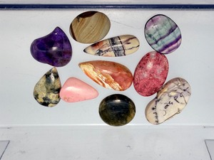 Curated Lot 10pc Mixed Gemstone Cabochon Lot - Amethyst, Jasper, Fluorite & More