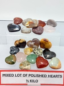 12 Kilo Bulk Polished Gemstone Hearts - 20 Varieties of Natural Healing Crystals