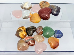 Mixed Lot of Polished Gemstone Hearts - 12 Kilo (1.1 lbs) Bulk Crystal Assortment
