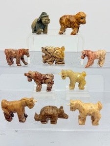 Lot of 10 Hand-Carved Peruvian Soapstone Animal Figurines  Miniature Folk Art Set