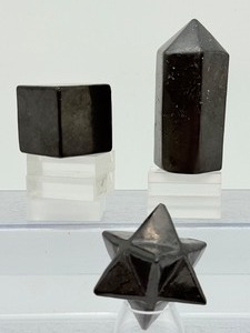 Rare 3-Pc Genuine Russian Shungite Sacred Geometry Set - EMF Protection &amp Grounding