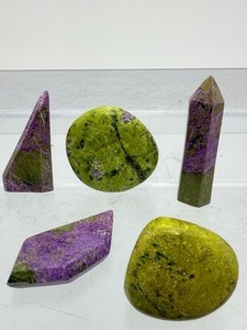 Rare 5-Piece Tasmanian Atlantisite Collector Set  Natural Stichtite in Serpentine Generators & Polished Palm Stones for Healing & Meditation