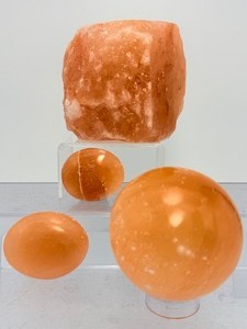 Rare 4-Piece Collectors Set Natural Orange Peach Selenite Crystal Collection