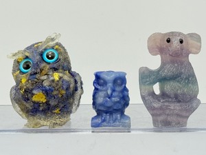 Gemstone Animal Carvings Mixed Lot  Owl &amp Koala Trio