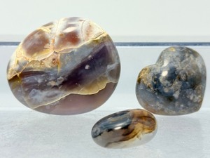 Natural Agate Palmstone Trio  Grounding &amp Balancing Hand-Polished Specimens