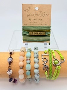 Handcrafted Artisan Jewelry Lot A vibrant Collection Featuring Natural Stone, Woven Love Charm, & Dream Silk Wrap Bracelets