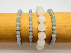 Set of 4 Exquisite Natural Gemstone Bracelets - Genuine Aquamarine & Translucent White Jade