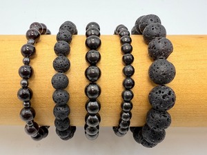 Ultimate Protection Collection Set of Five Natural Black Obsidian &amp Lava Stone Bracelets