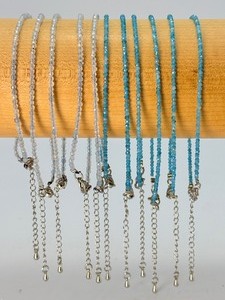 Collection of 11 Faceted Gemstone Beaded Bracelets  Blue Ombre (Aquamarine & Apatite)