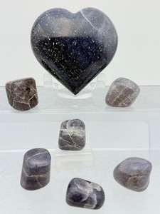 Title&nbspRare Iolite Viking Compass Set  Polished Heart &amp 6 Tumbled Gems
