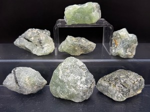 Natural Green Botryoidal Prehnite Raw Crystal Cluster Specimen Set Lot of 5 Pieces