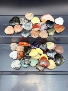Large Bulk Lot of 1-Inch Polished Gemstone Hearts - Assorted Natural Crystals